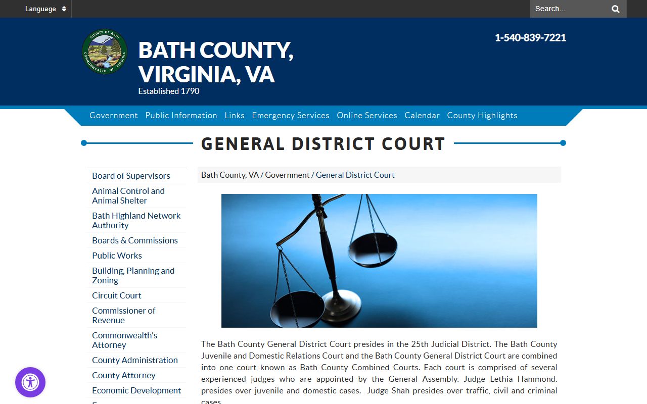 Bath County Combined Court court records after jail arrest
